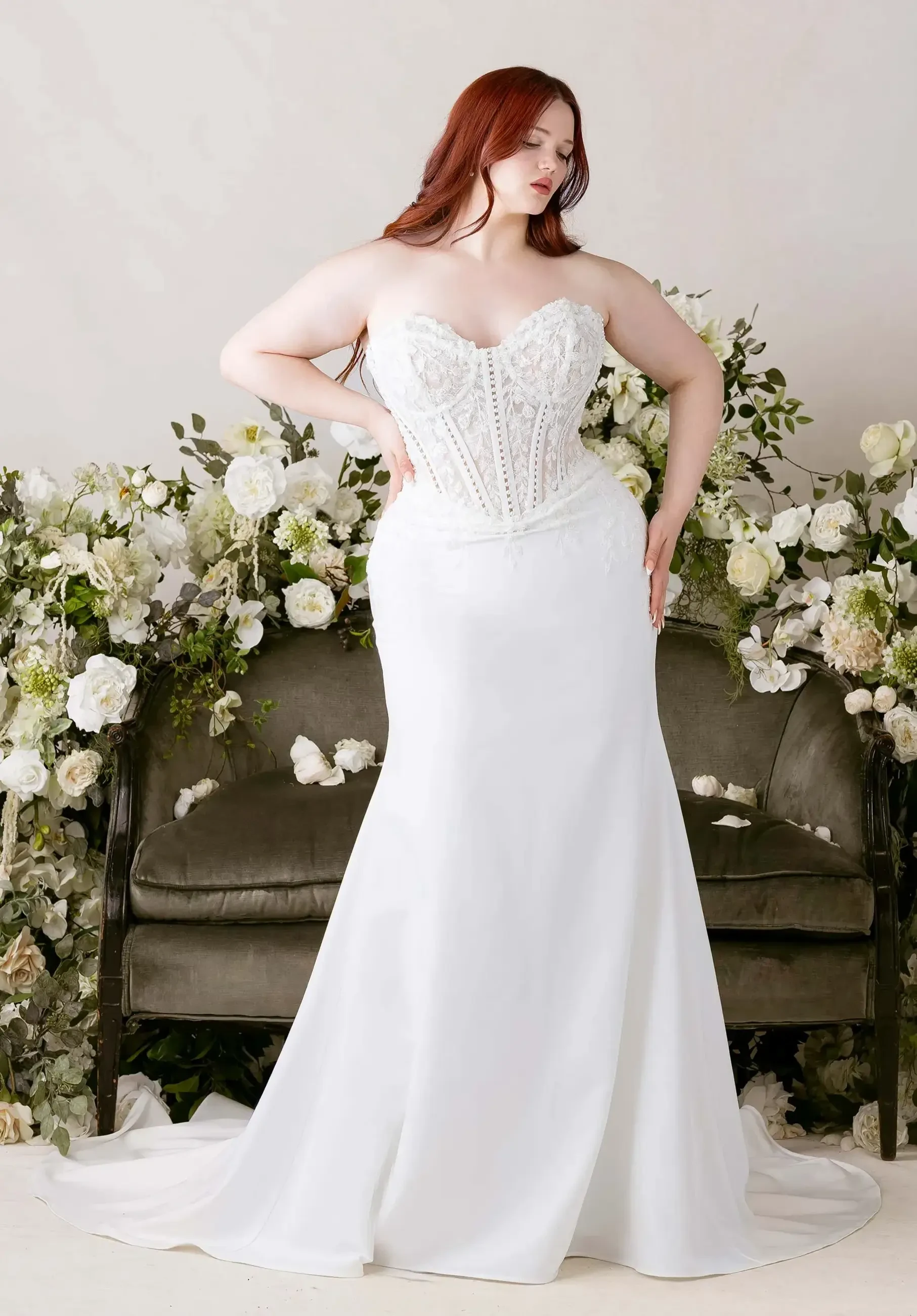 model is wearing a julietta by morilee bridal gown