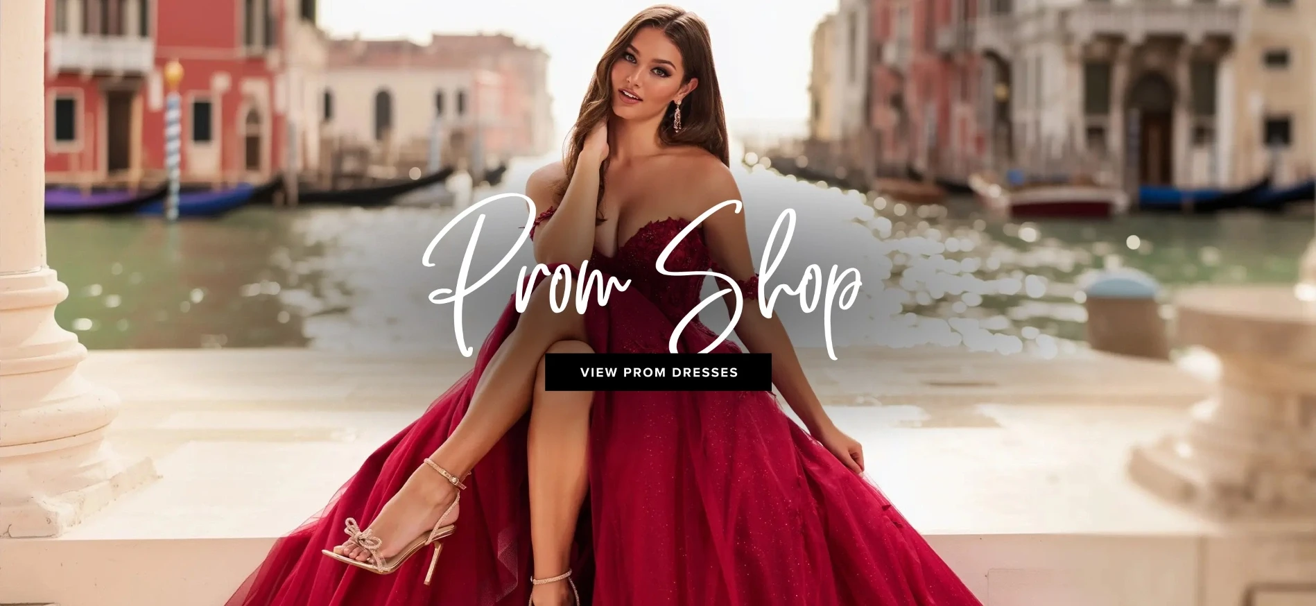 Model wearing a prom dress