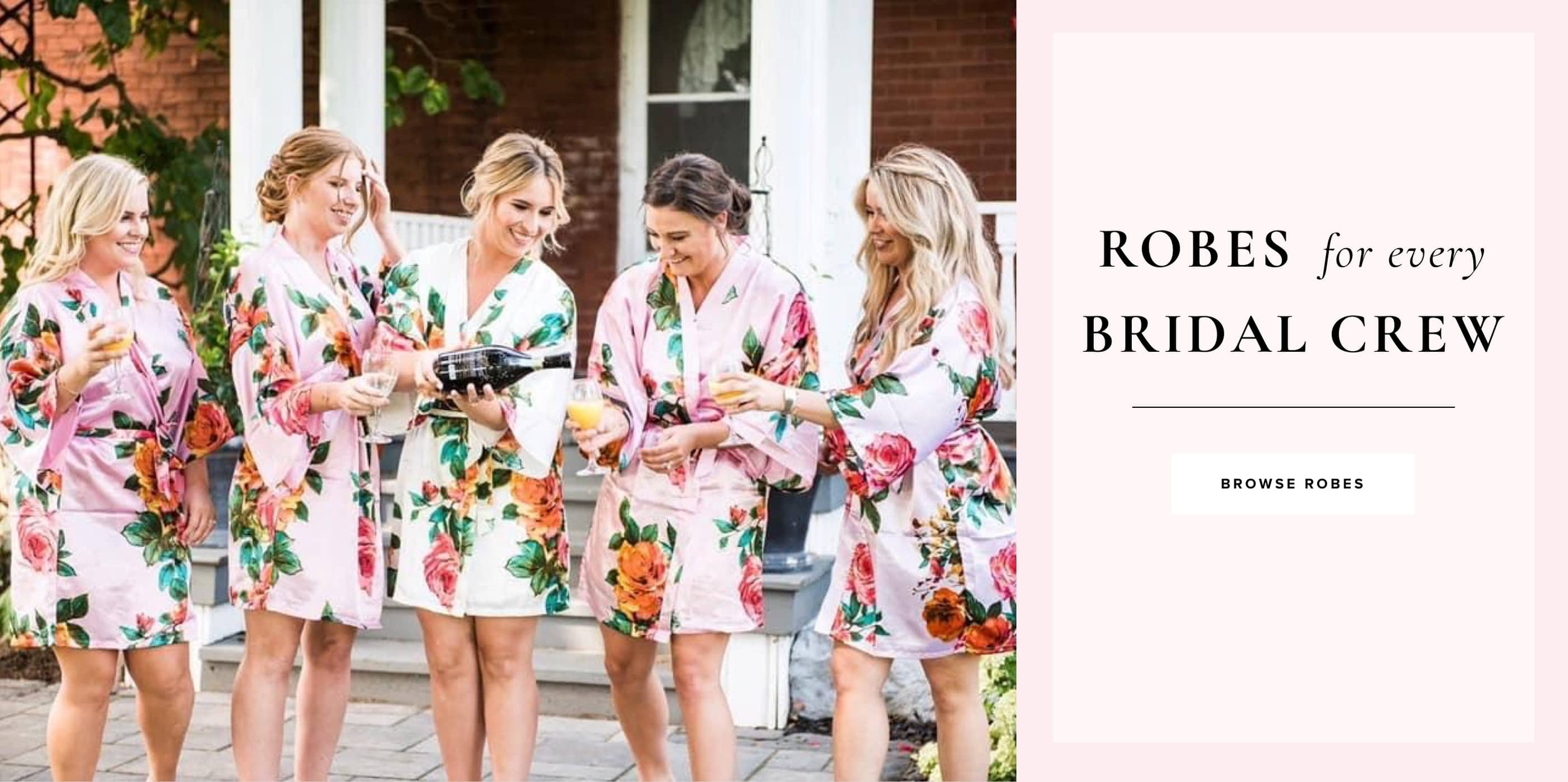 Brides and her bridal party in wedding robes