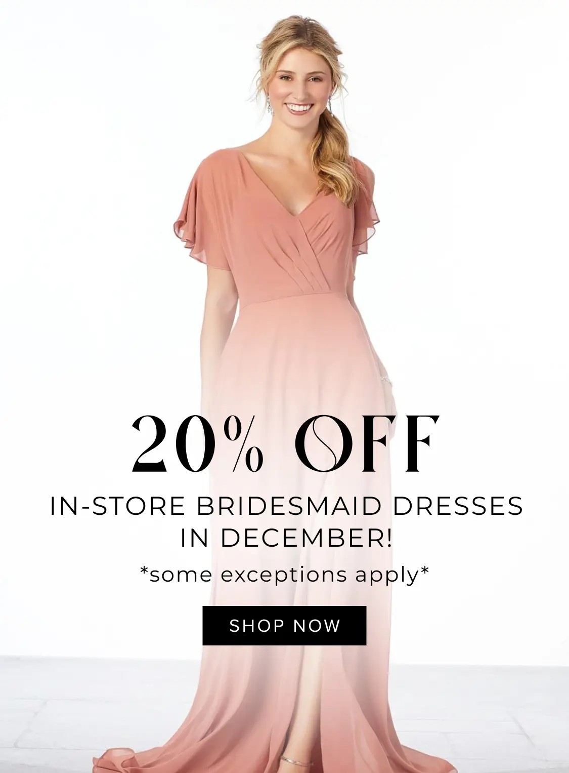 Bridesmaids 20% off banner image for mobile