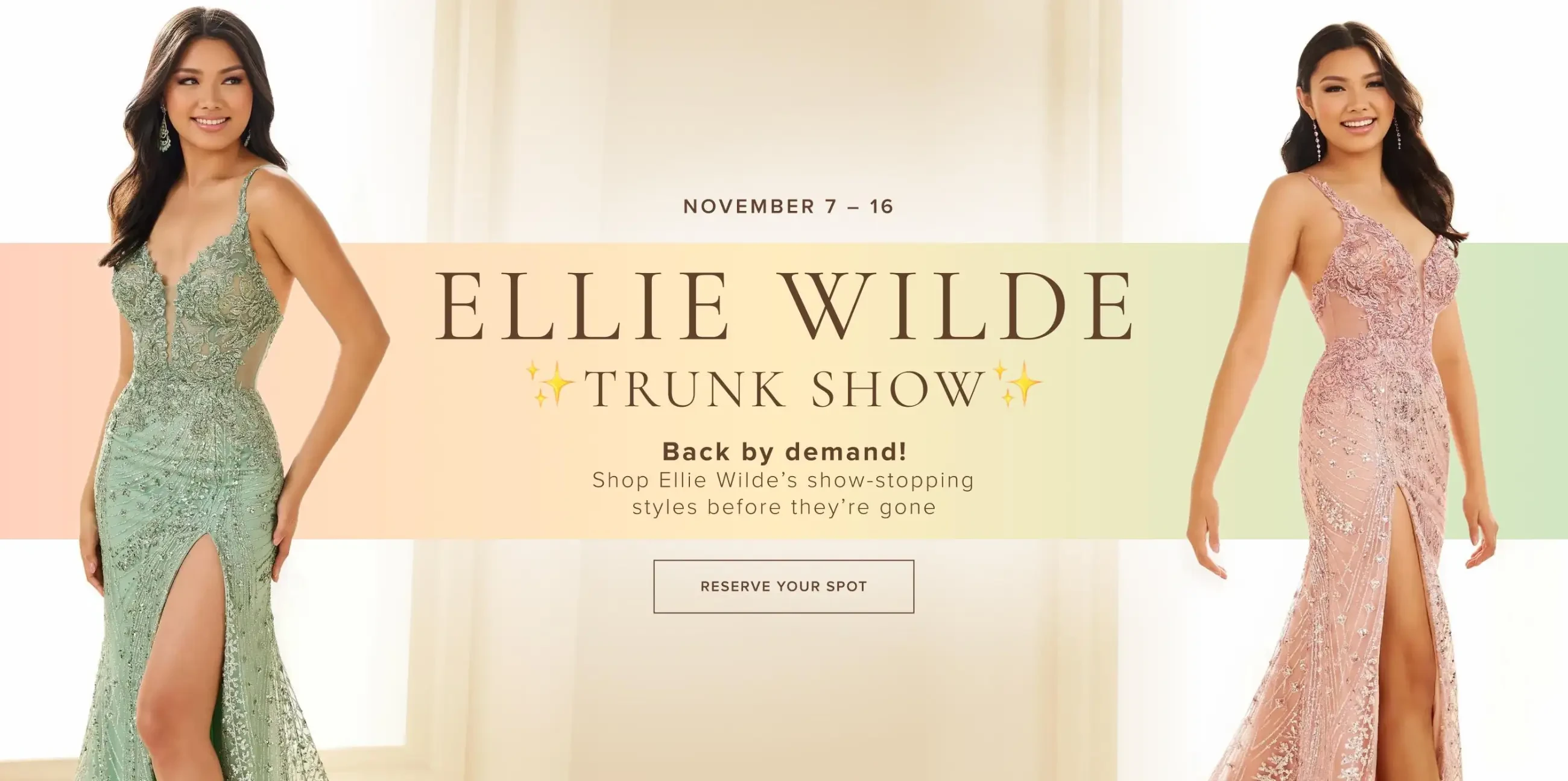 Ellie Wilde Trunk Show Desktop Banner