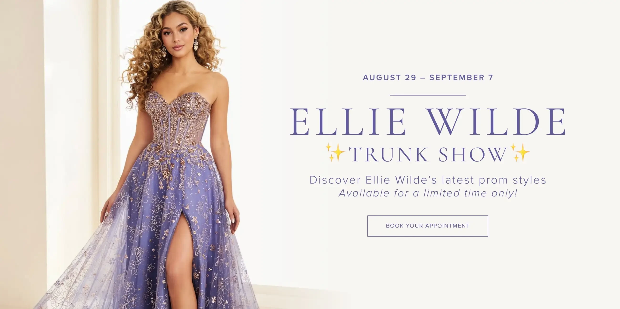 Ellie Wilde Trunk Show Desktop Banner